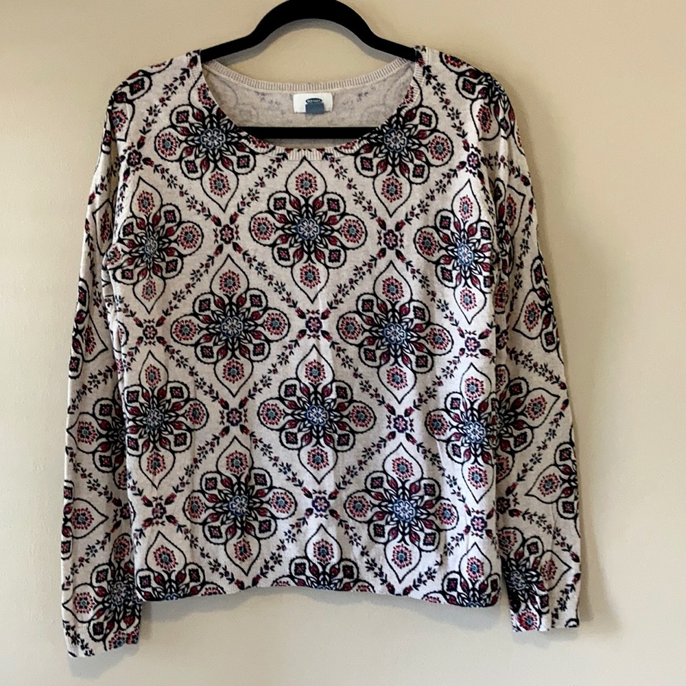 Old Navy, Cotton Sweater, Floral, Crewneck, Large